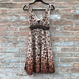 Nicole Miller Leopard Silk Chiffon Midi Dress